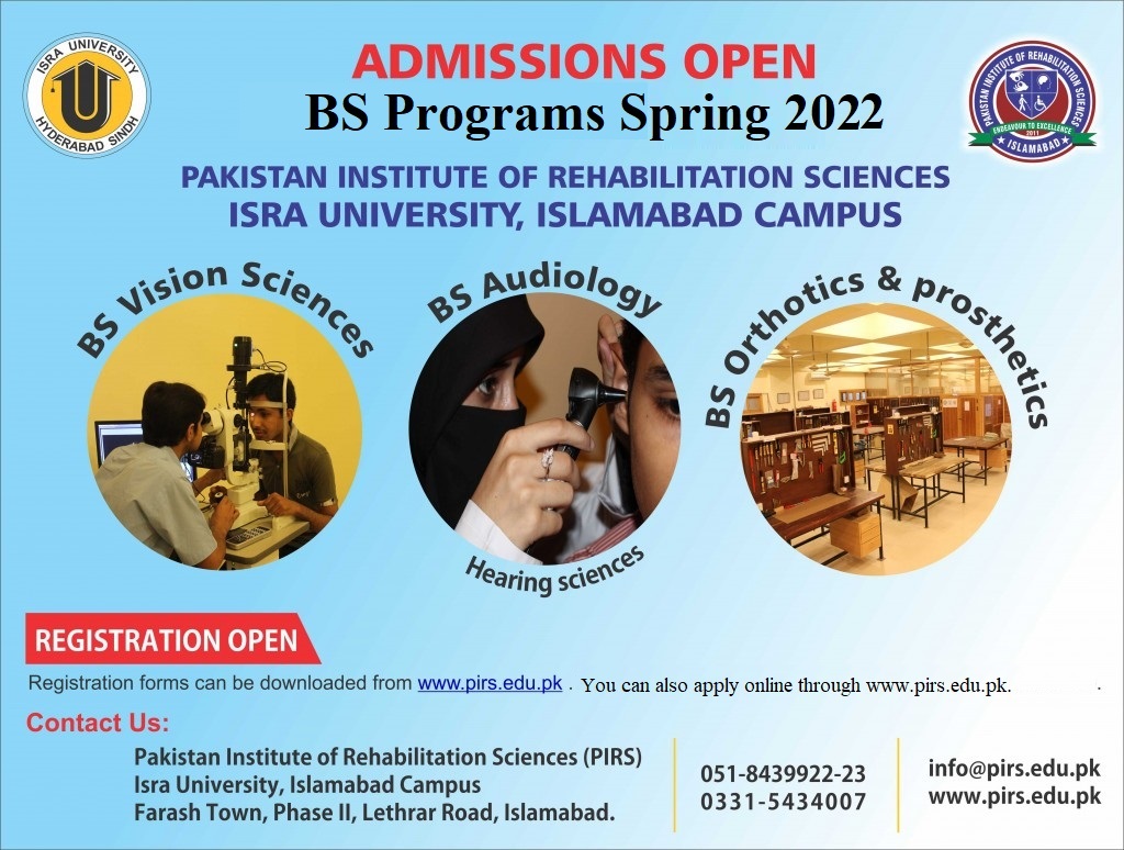 Admissions | Pakistan Institute of Rehabilitation Sciences